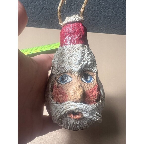 Lot of 2 Vintage Christmas paper Mache Holiday Hanging Ornament  Snowman Sant - Picture 8 of 8